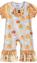Load image into Gallery viewer, Pumpkin Ruffle Romper