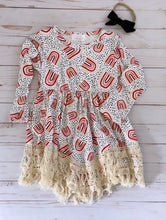 Load image into Gallery viewer, PEACH RAINBOW BOHO FRINGE DRESS

