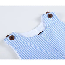 Load image into Gallery viewer, Blue Gingham Dog Shortalls
